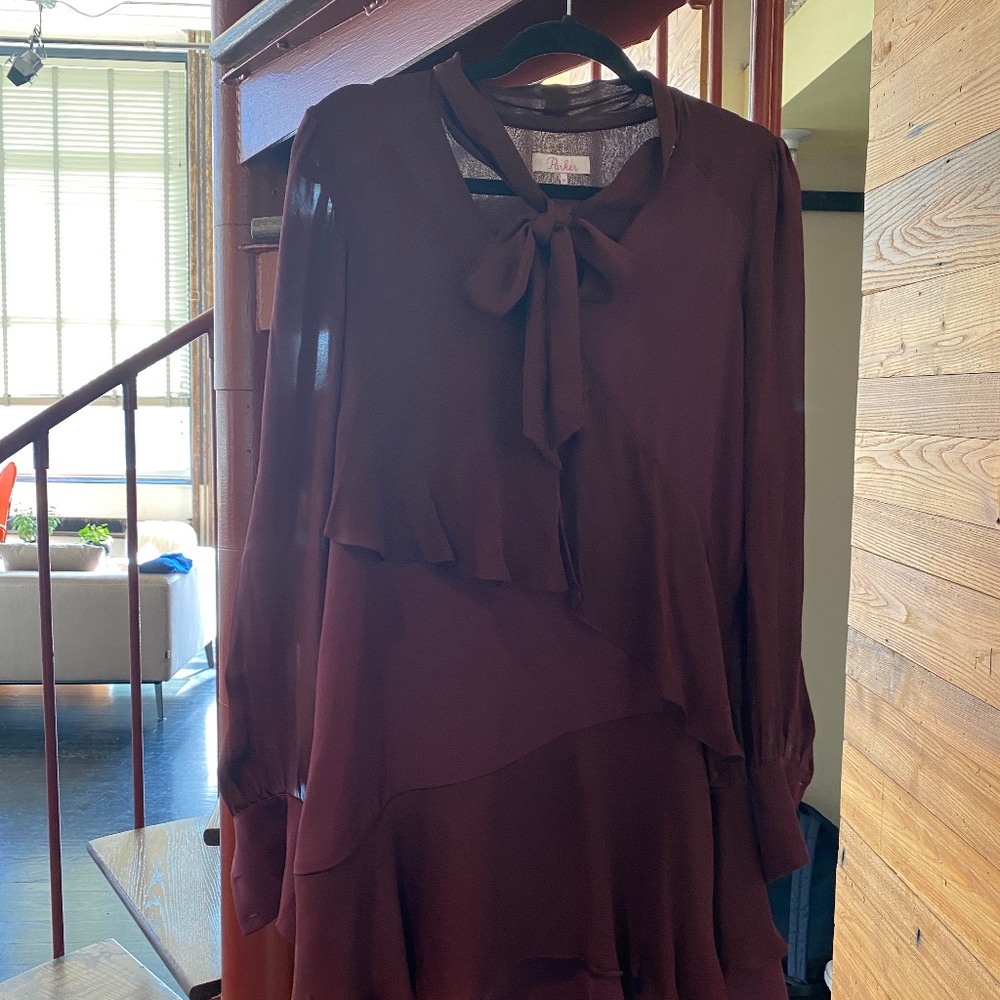 Parker Ruffled Burgundy Dress